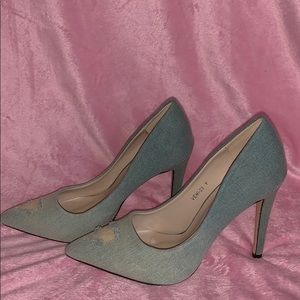 Distressed denim pumps. Size 7.
